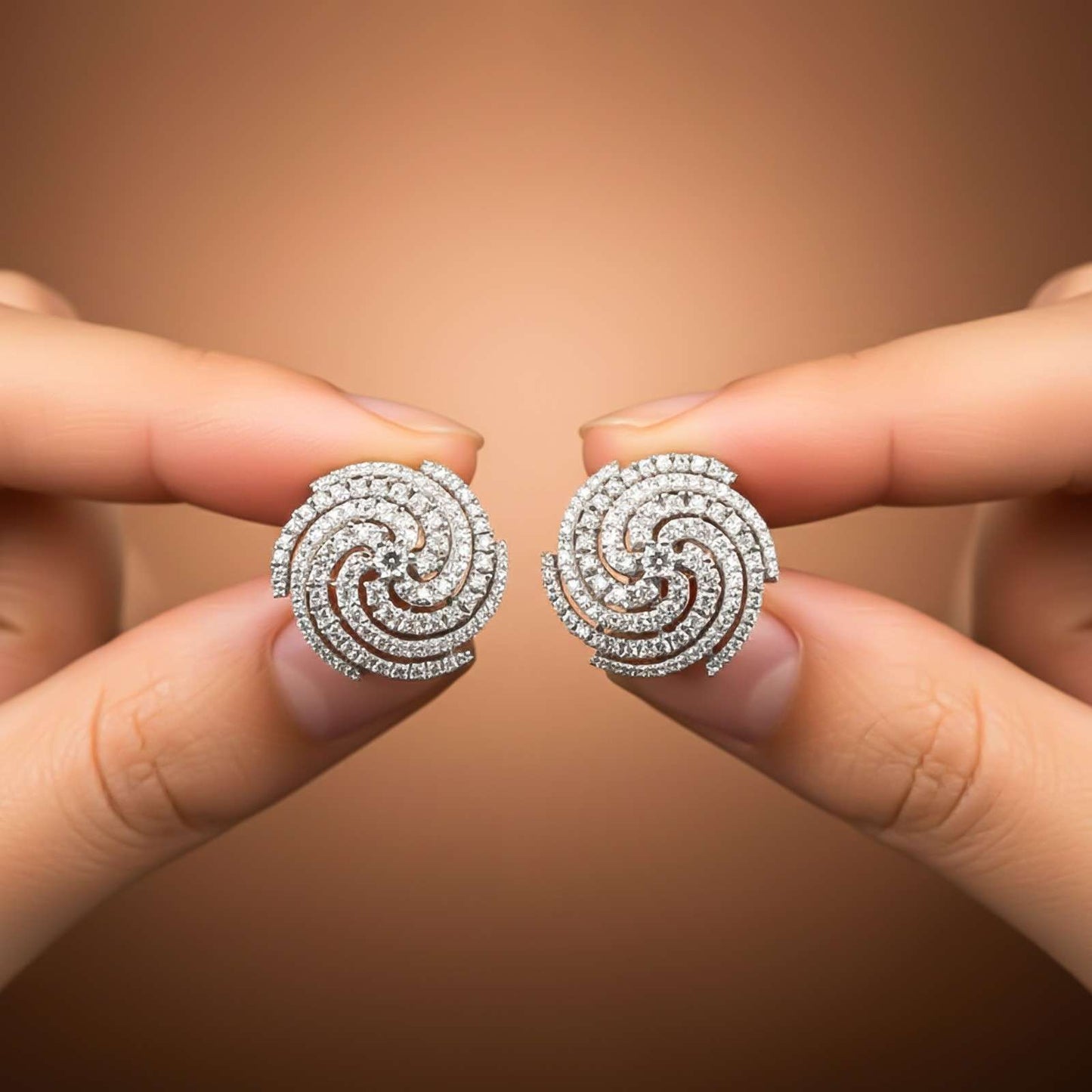 Silver Spiral Stud Earrings