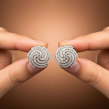 Silver Spiral Stud Earrings