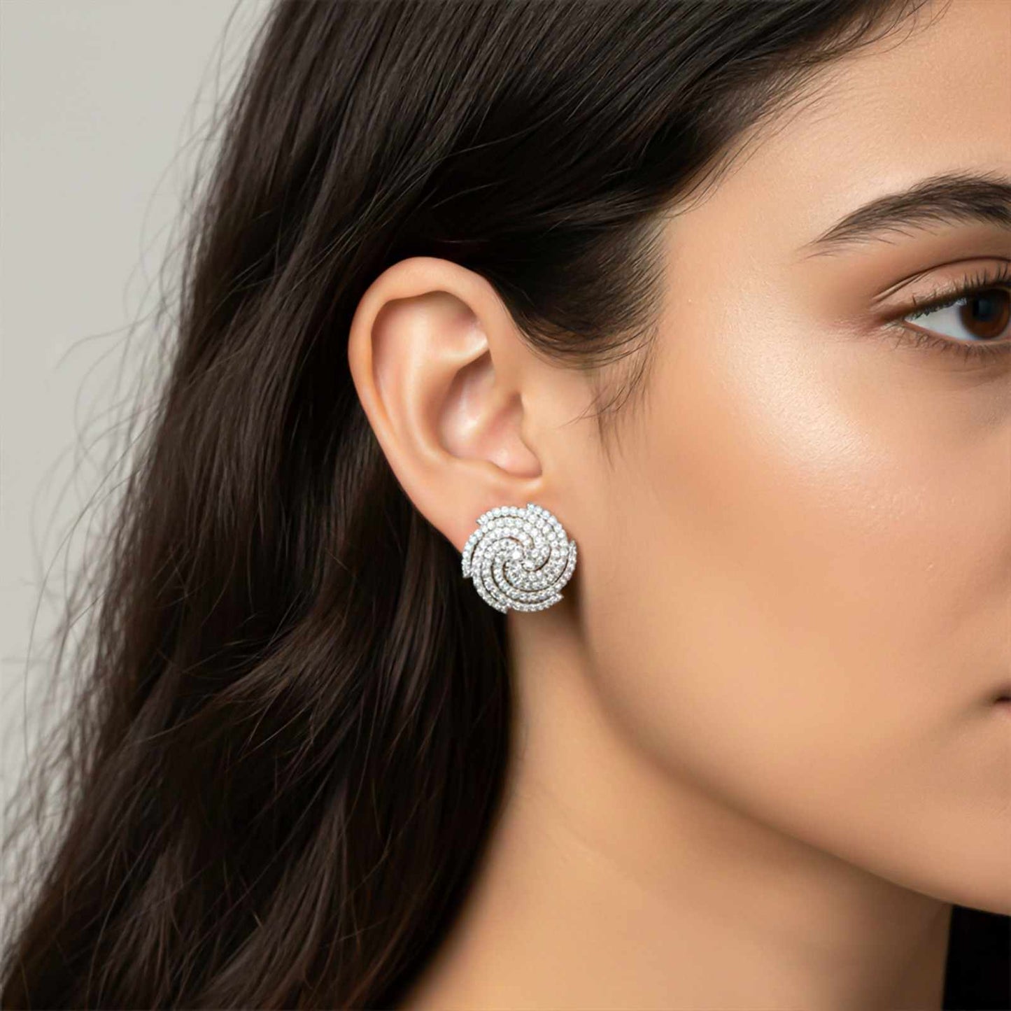 Silver Spiral Stud Earrings