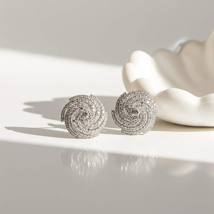 Silver Spiral Stud Earrings
