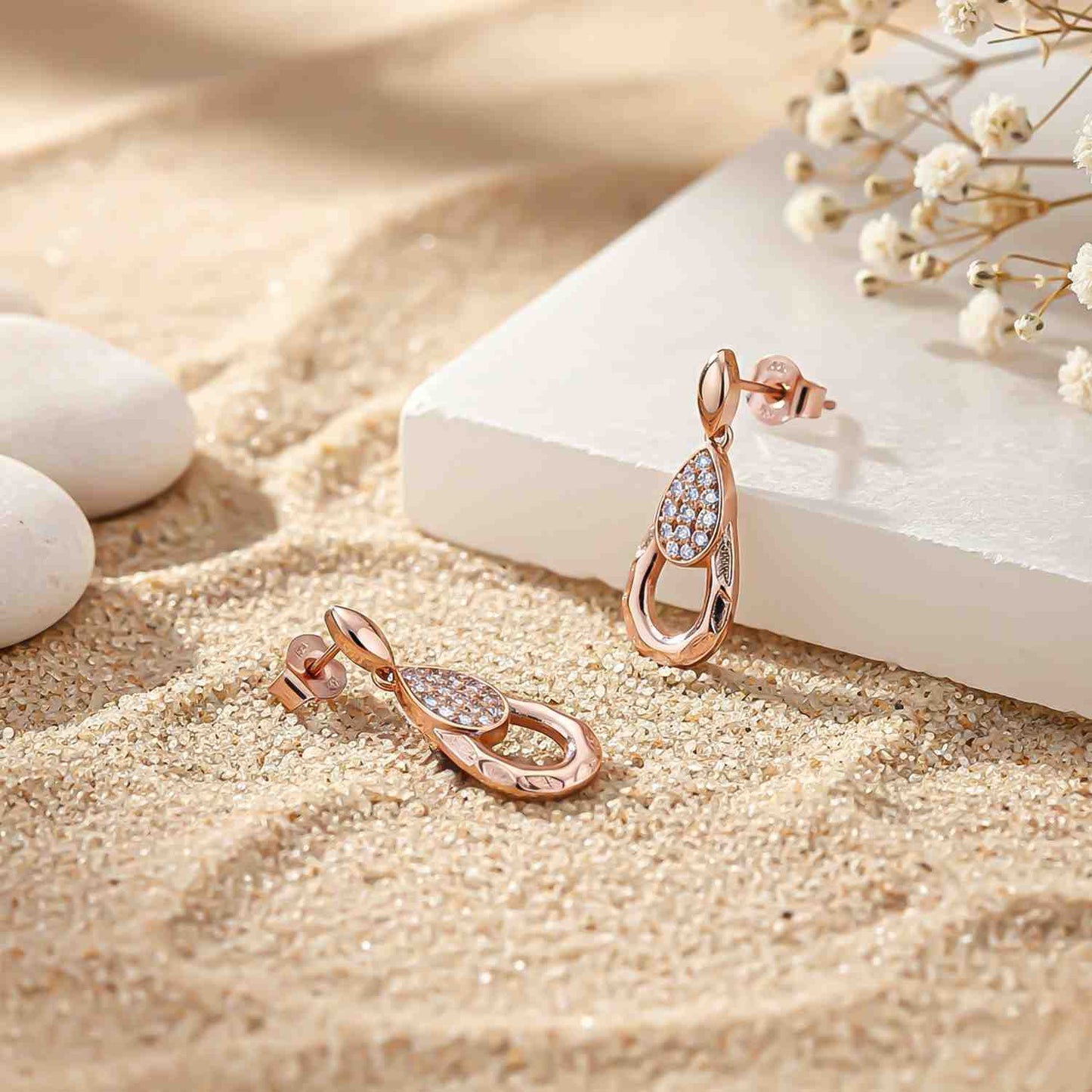 Rose Gold Teardrop Earrings