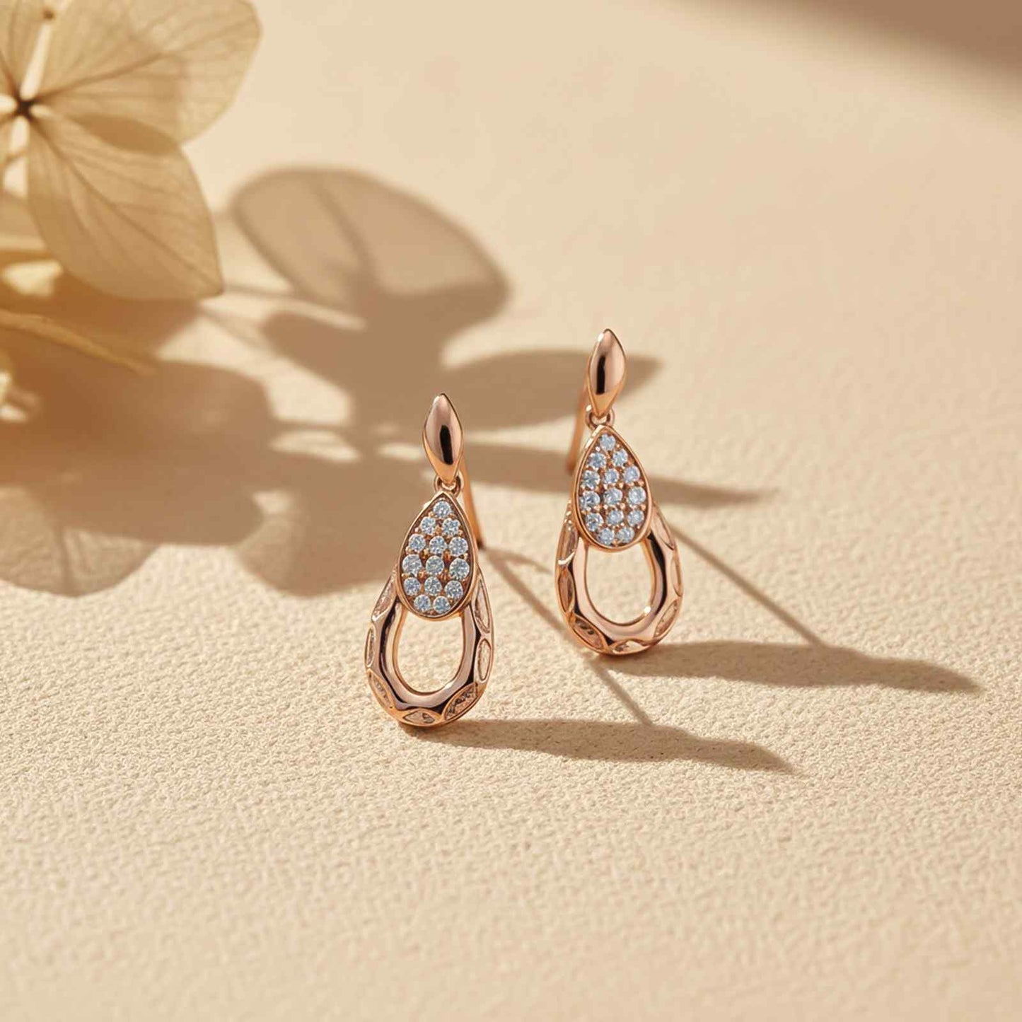 Rose Gold Teardrop Earrings