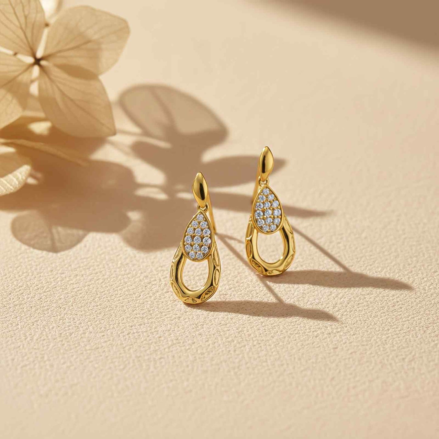 Golden Gold Teardrop Earrings