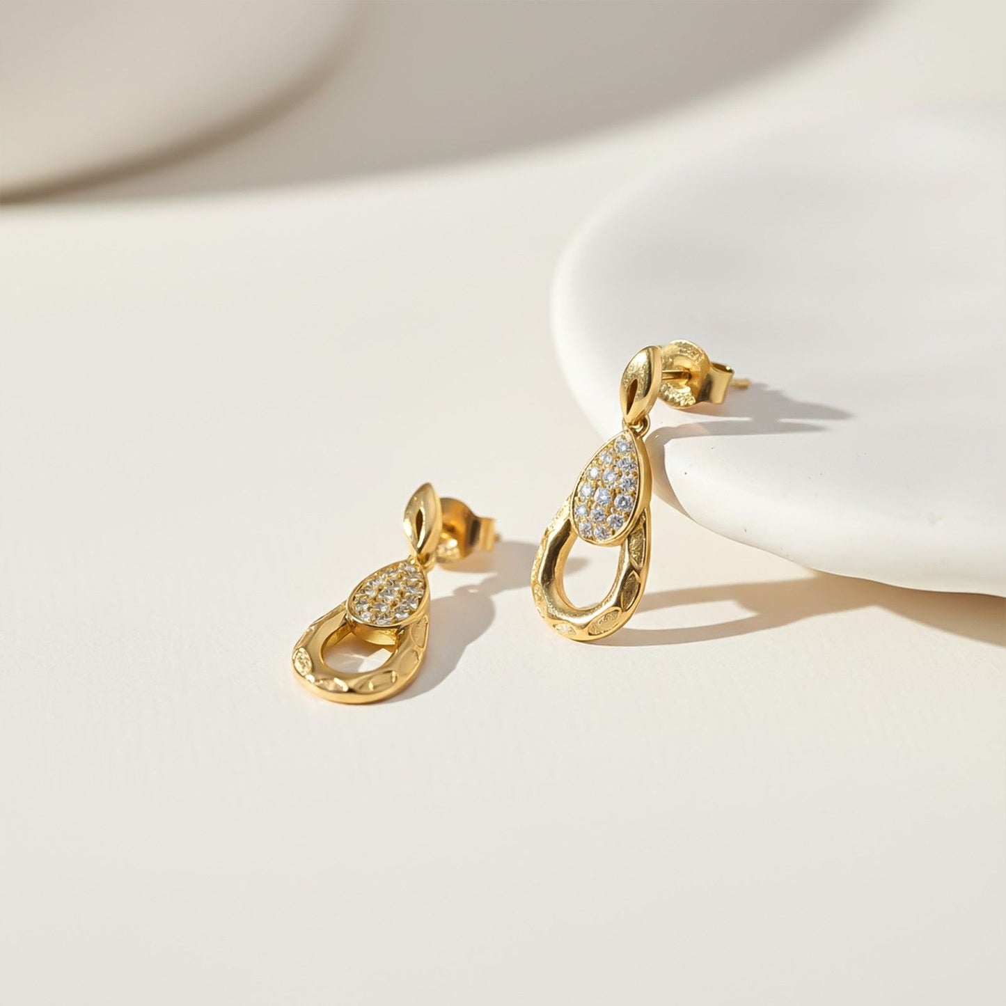 Golden Gold Teardrop Earrings