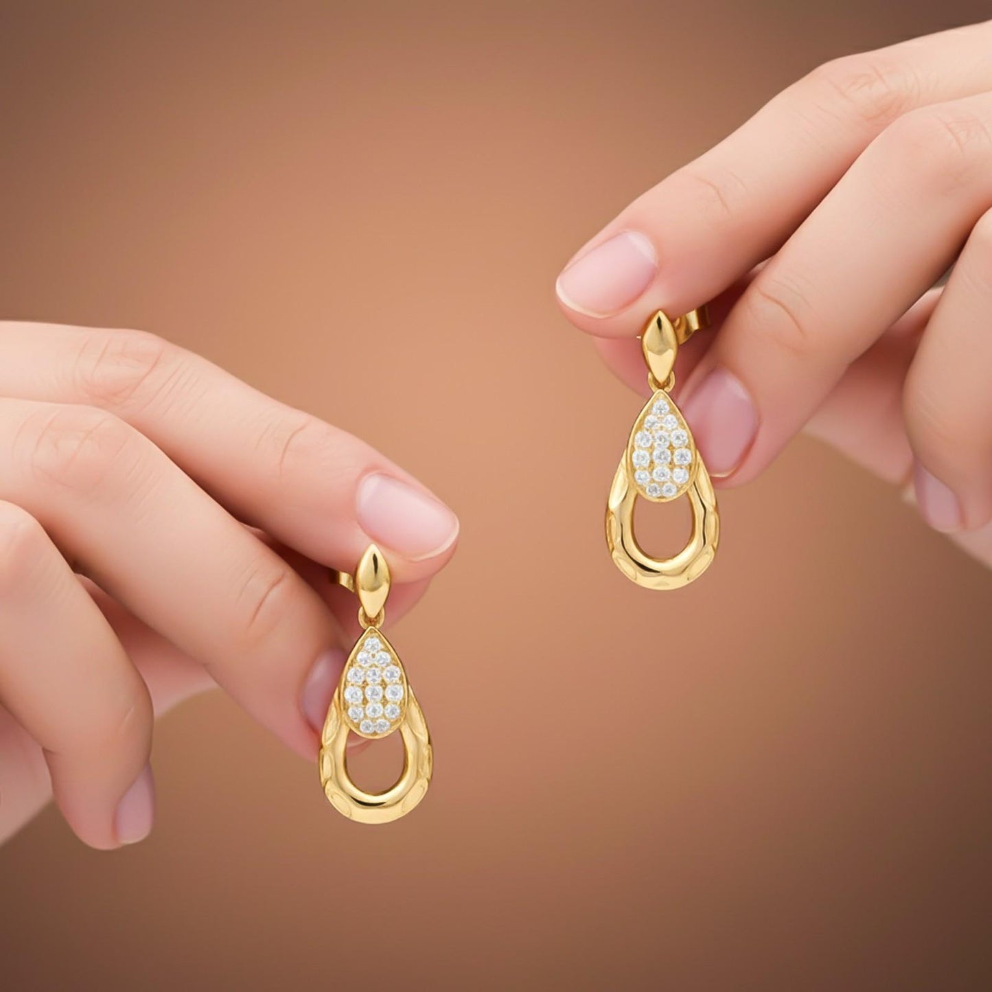 Golden Gold Teardrop Earrings
