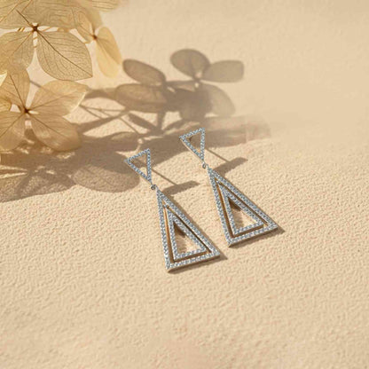 Silver Triangle Dangle Drop Earrings