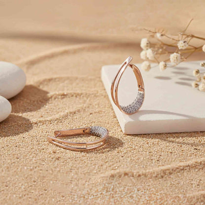 Rose Gold Cubic Zirconia Huggie Hoop Earrings