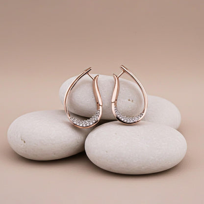 Rose Gold Cubic Zirconia Huggie Hoop Earrings