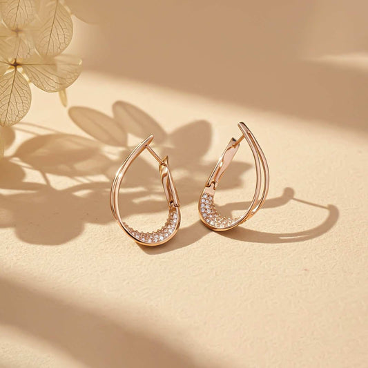 Rose Gold Cubic Zirconia Huggie Hoop Earrings