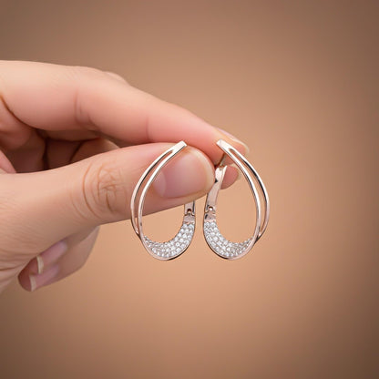Rose Gold Cubic Zirconia Huggie Hoop Earrings