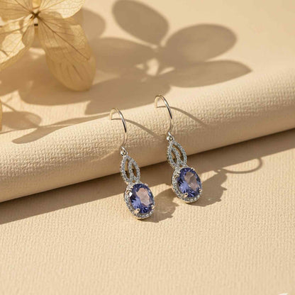 Silver Blue Night Dangle Earrings
