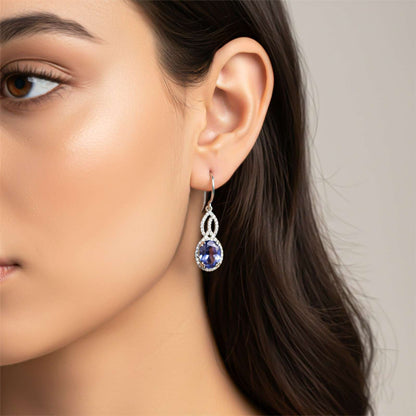 Silver Blue Night Dangle Earrings