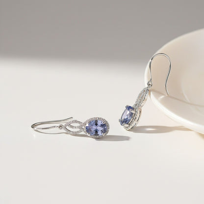 Silver Blue Night Dangle Earrings