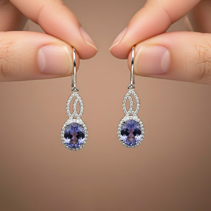 Silver Blue Night Dangle Earrings