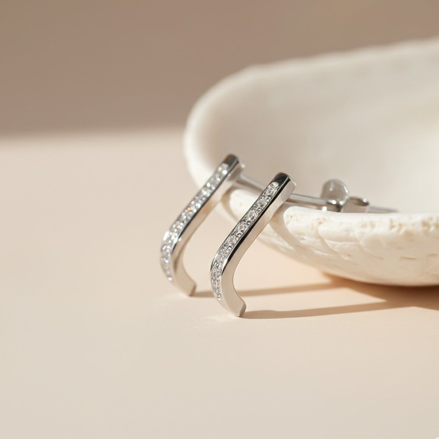 Silver Sculpted Minimalist Stud Earrings