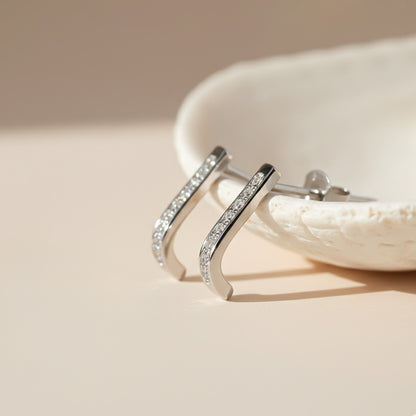 Silver Sculpted Minimalist Stud Earrings