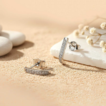 Silver Sculpted Minimalist Stud Earrings