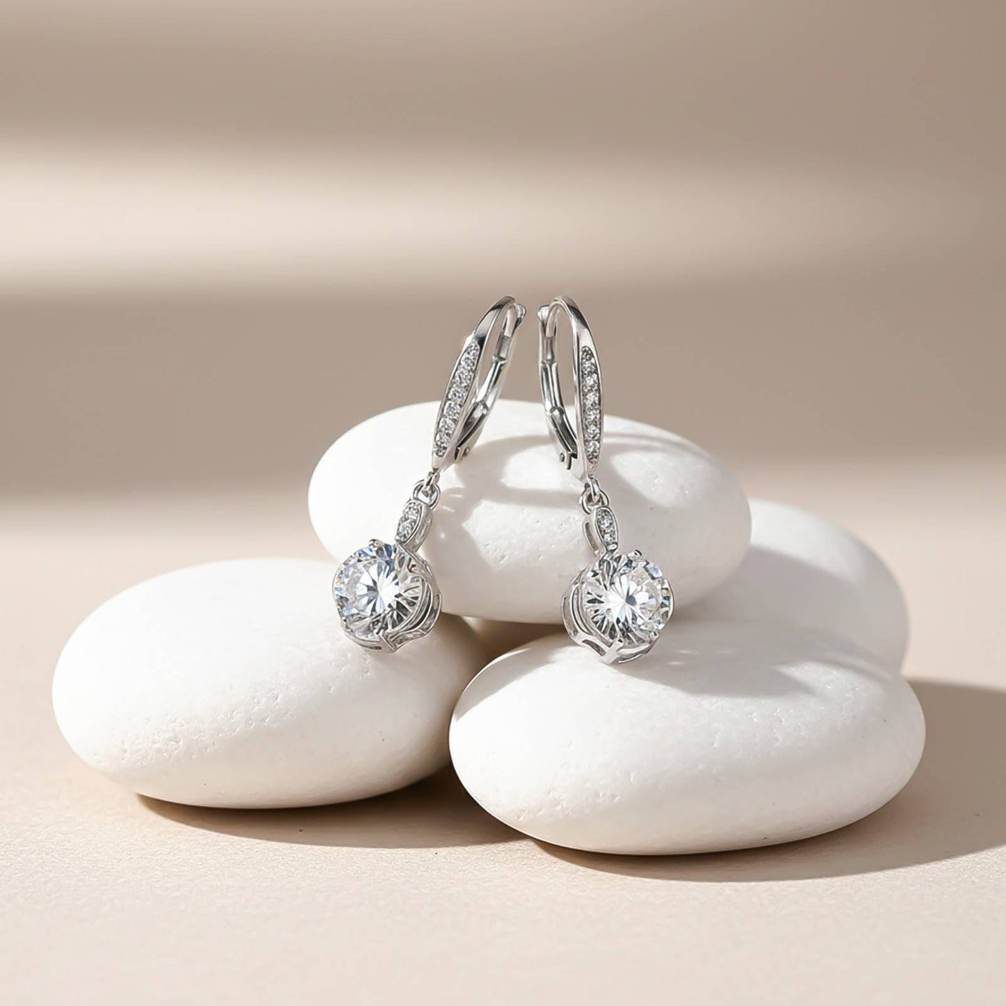 Silver Solitaire Classic Drop Earrings