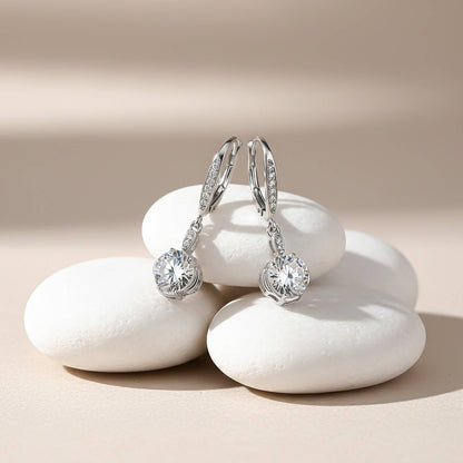 Silver Solitaire Classic Drop Earrings