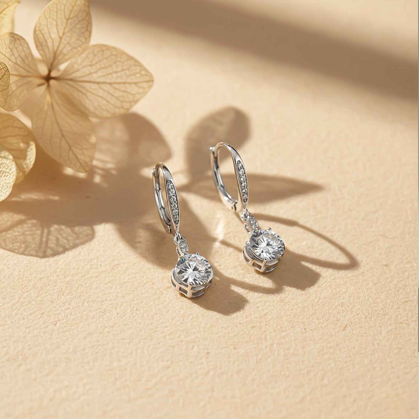 Silver Solitaire Classic Drop Earrings
