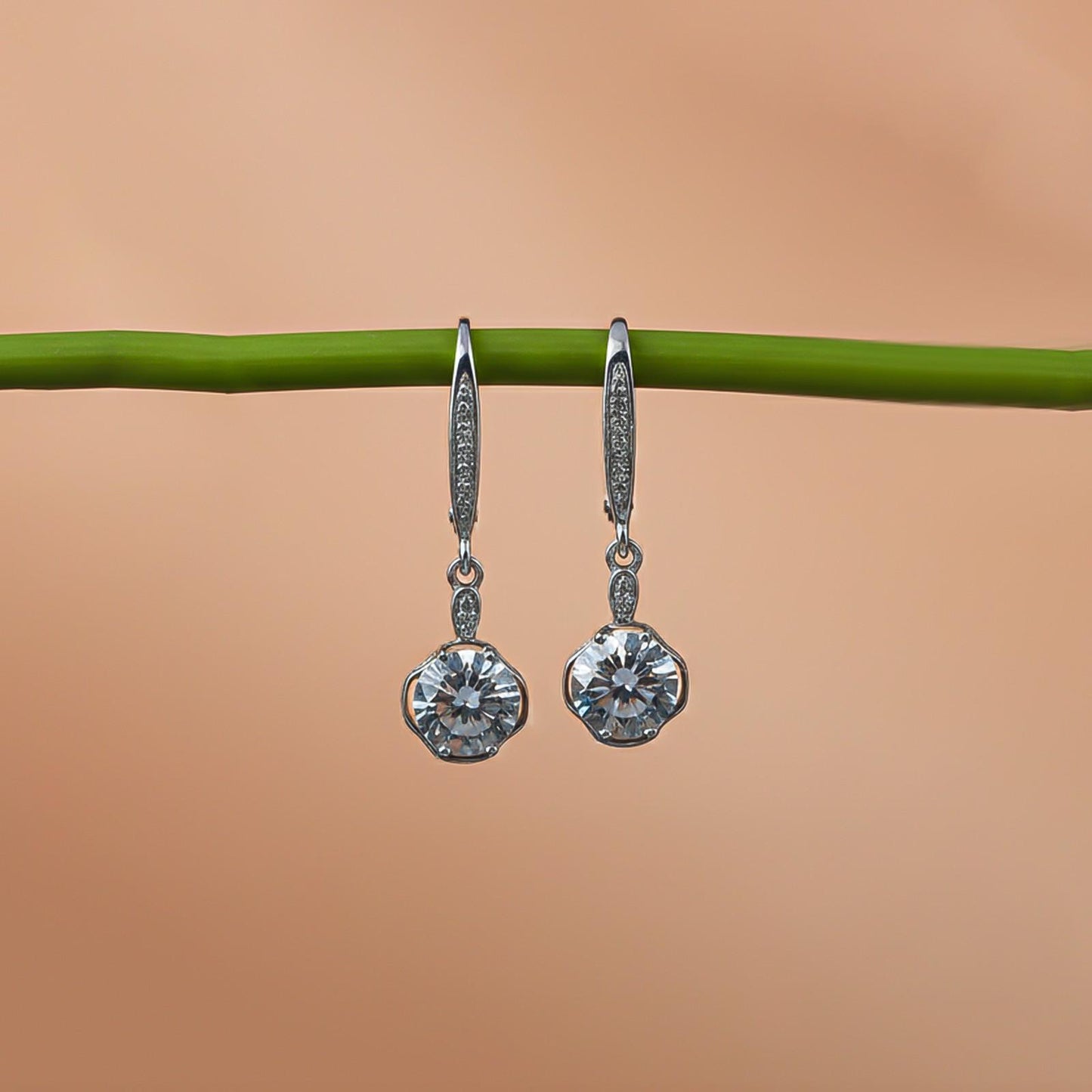Silver Solitaire Classic Drop Earrings