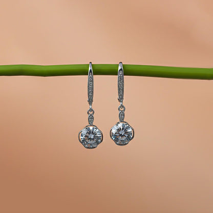 Silver Solitaire Classic Drop Earrings