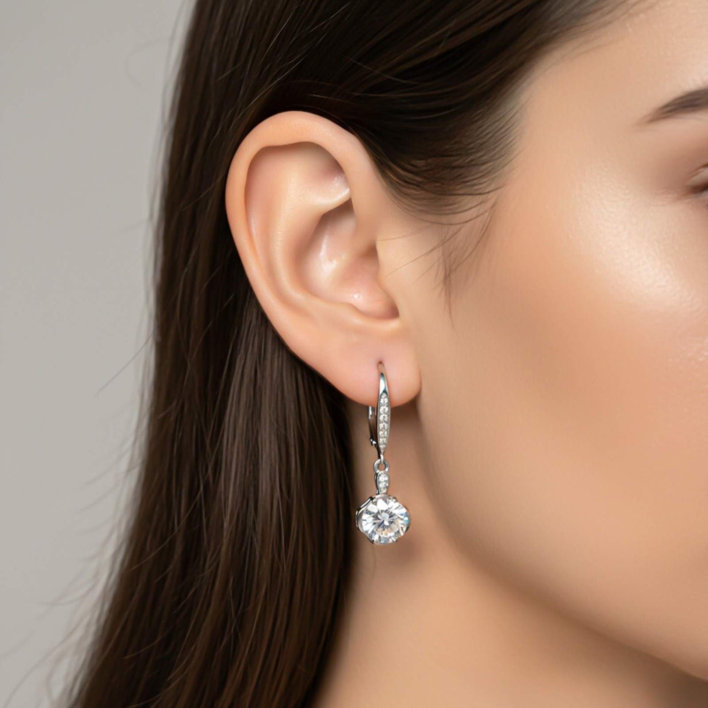 Silver Solitaire Classic Drop Earrings