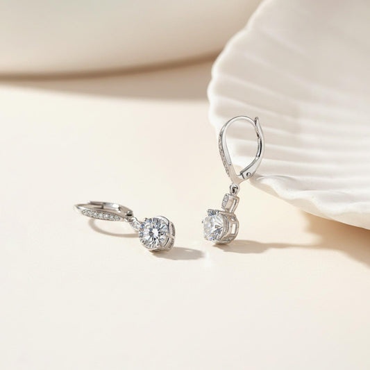 Silver Solitaire Classic Drop Earrings