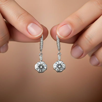 Silver Solitaire Classic Drop Earrings