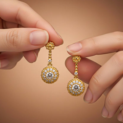 Silver Floral Halo Drop Earrings