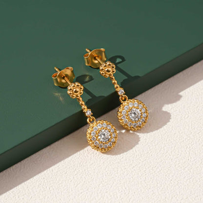 Silver Floral Halo Drop Earrings