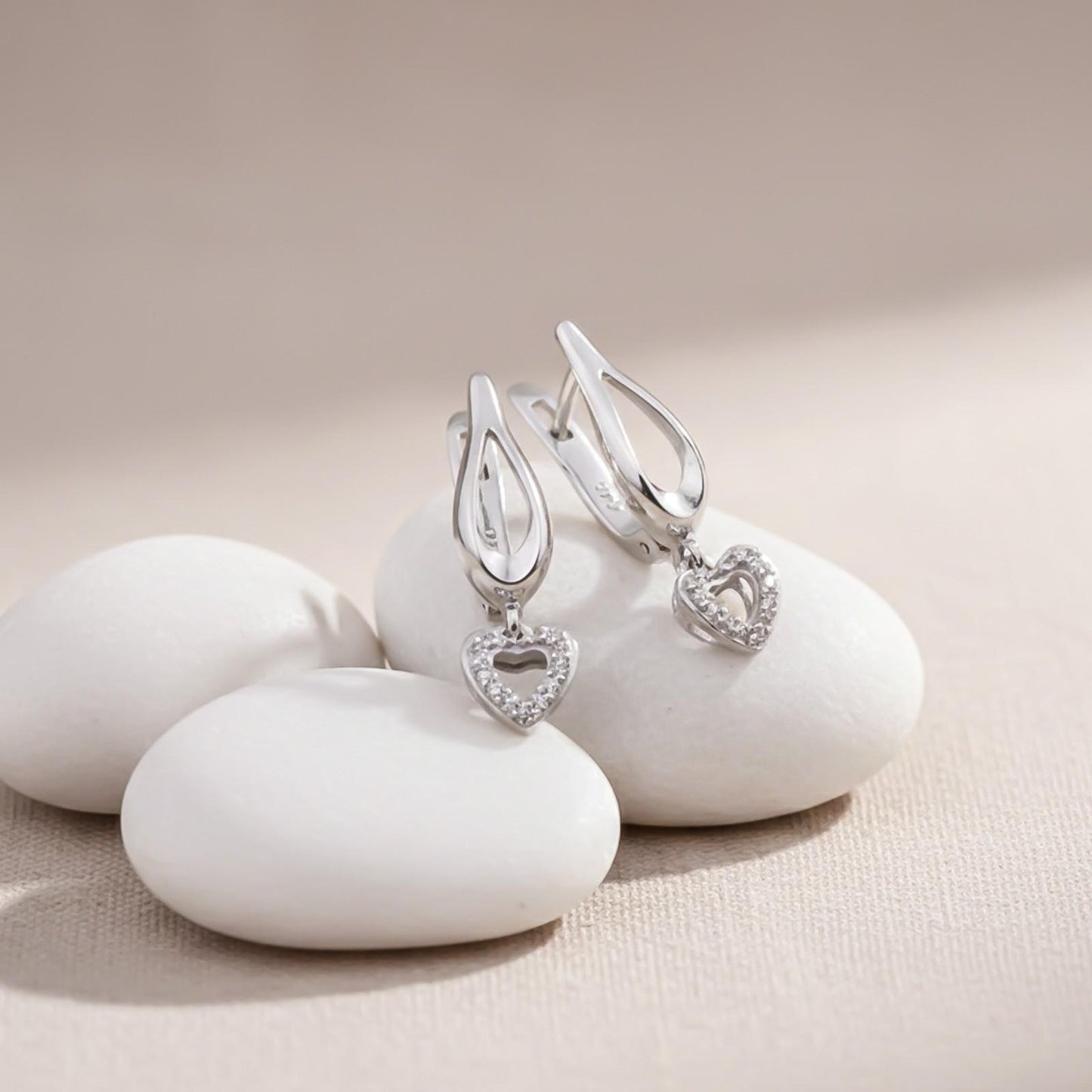 Sterling Silver Heart Drop Silver Earrings