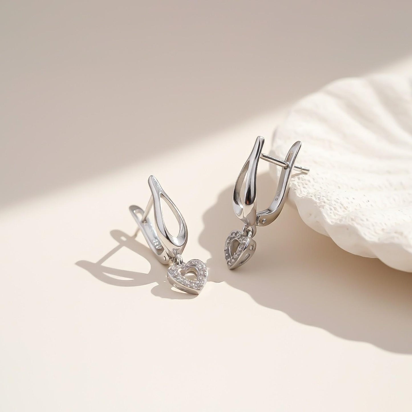 Sterling Silver Heart Drop Silver Earrings