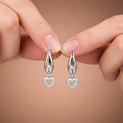 Sterling Silver Heart Drop Silver Earrings