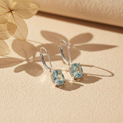 Silver Aqua Blue Drop Earrings