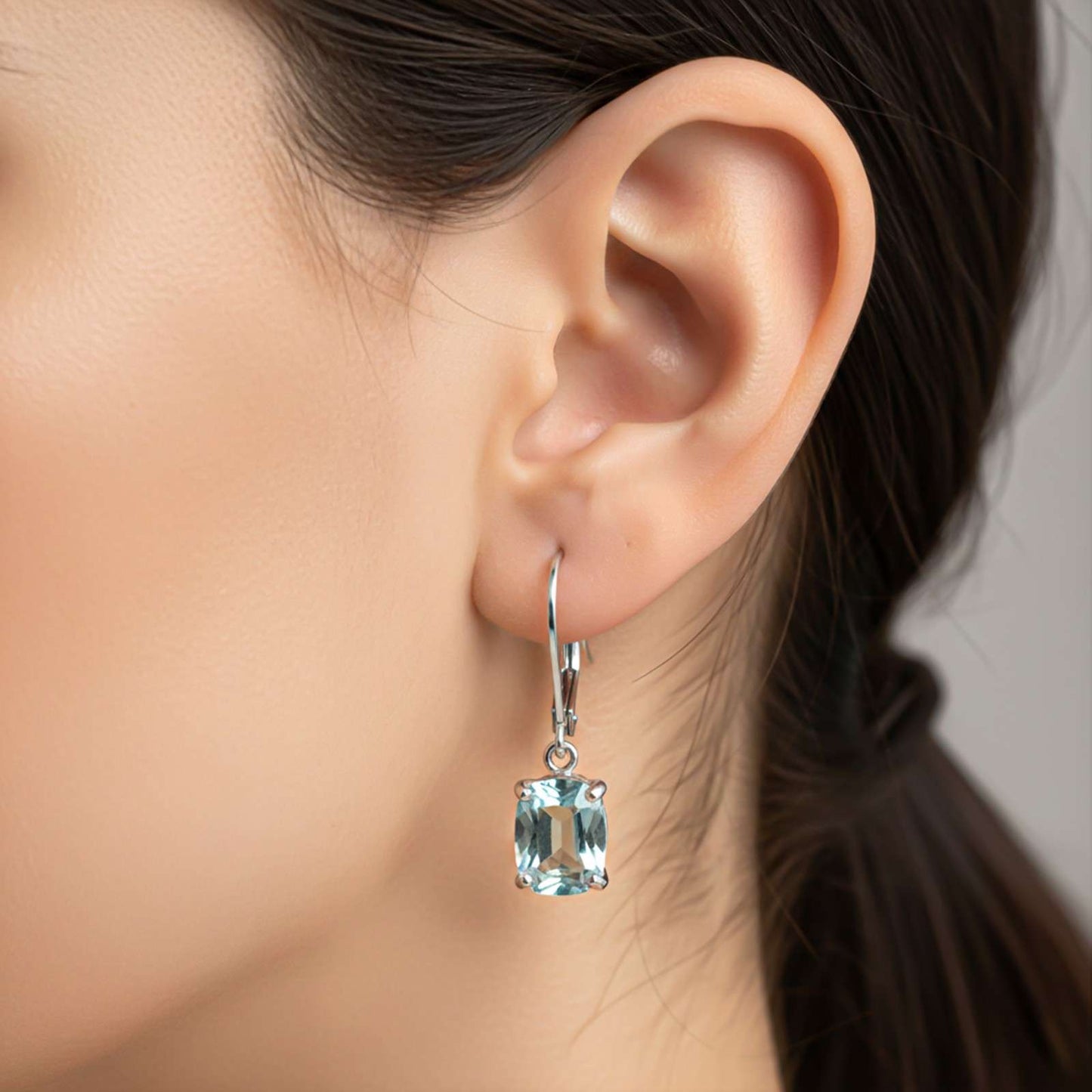 Silver Aqua Blue Drop Earrings