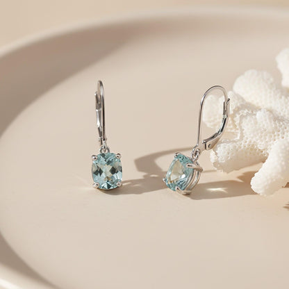 Silver Aqua Blue Drop Earrings