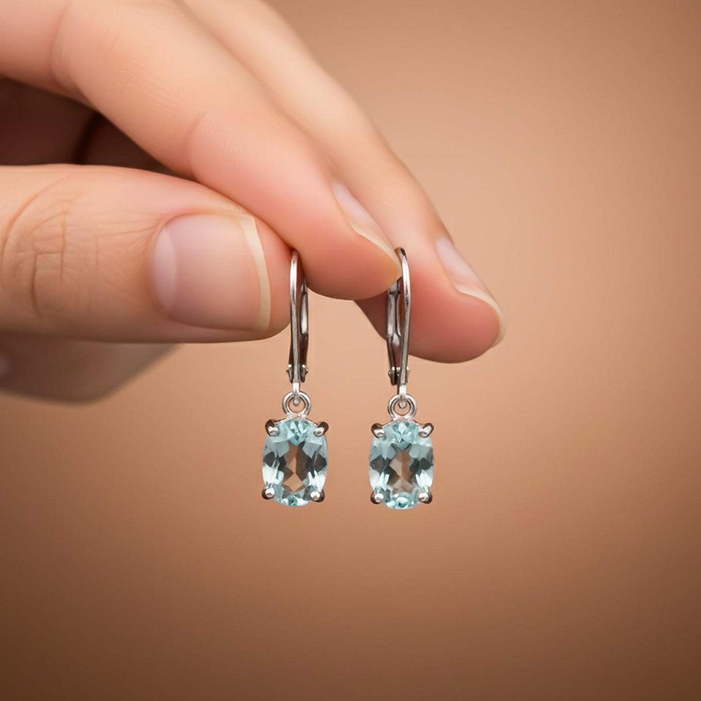 Silver Aqua Blue Drop Earrings