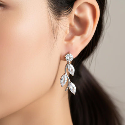 Silver Lush Leafy Stud Earrings