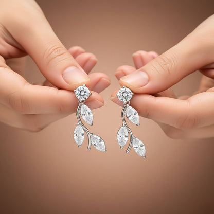 Silver Lush Leafy Stud Earrings