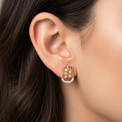 Golden Minimalist Floral Gold Stud Earrings