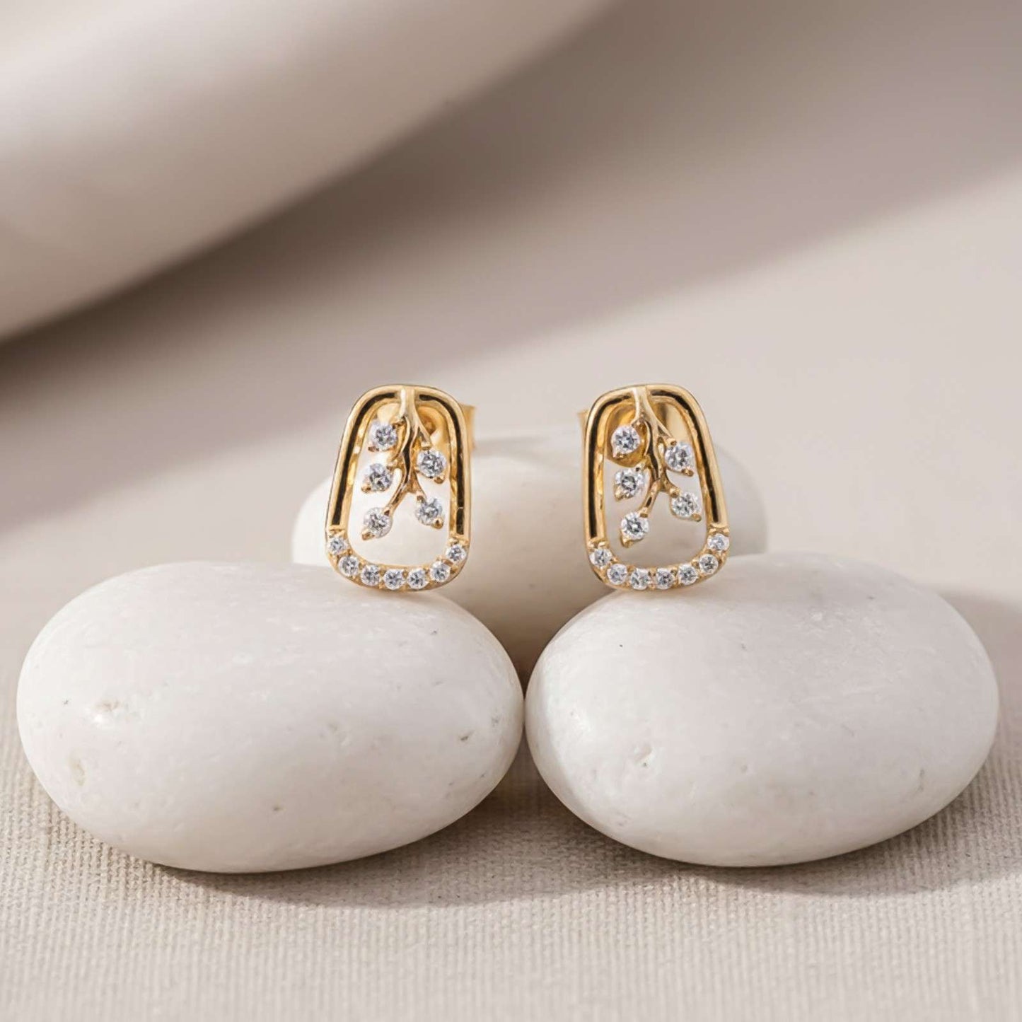 Golden Minimalist Floral Gold Stud Earrings