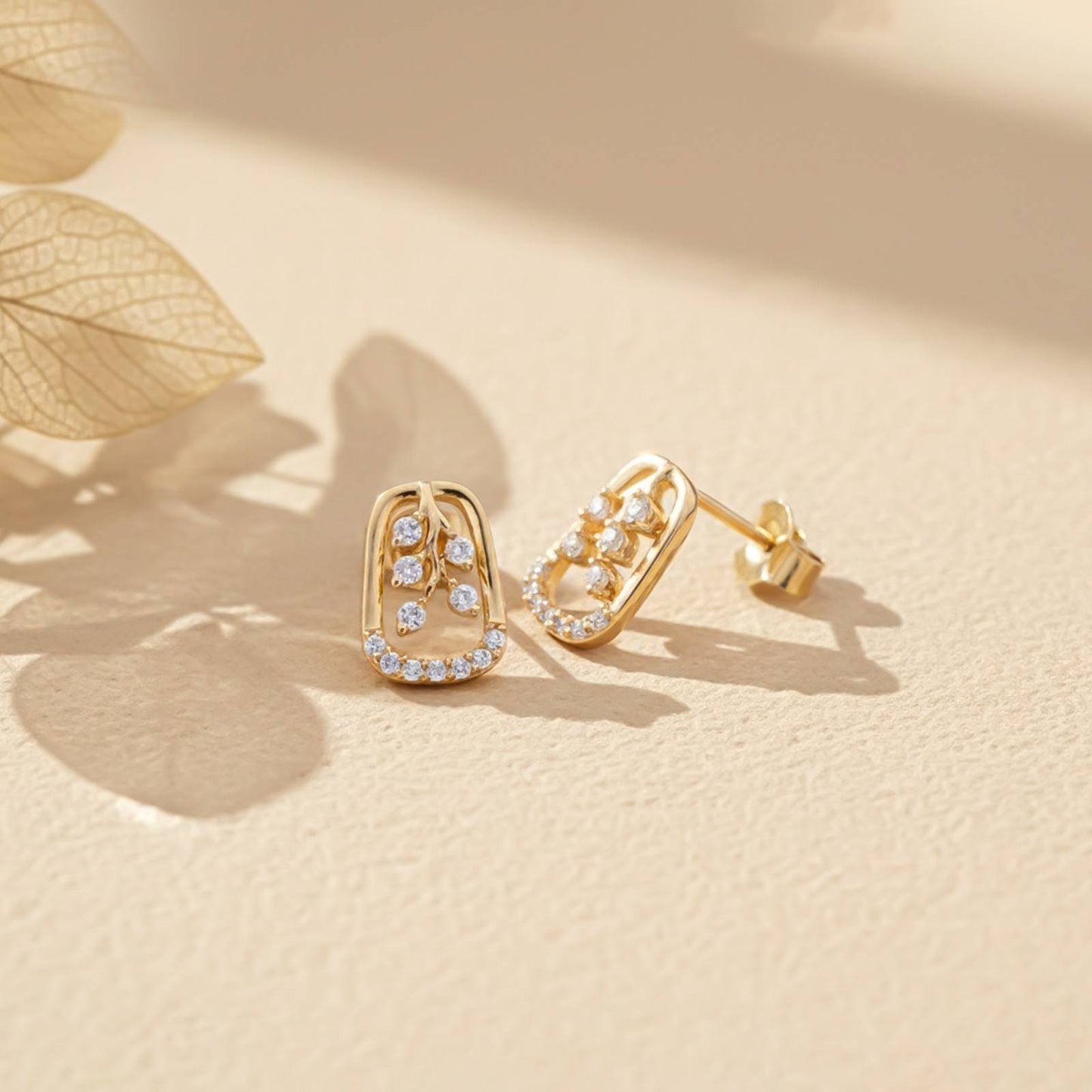 Golden Minimalist Floral Gold Stud Earrings