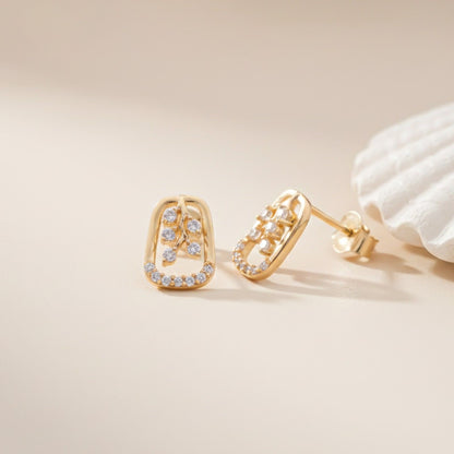 Golden Minimalist Floral Gold Stud Earrings