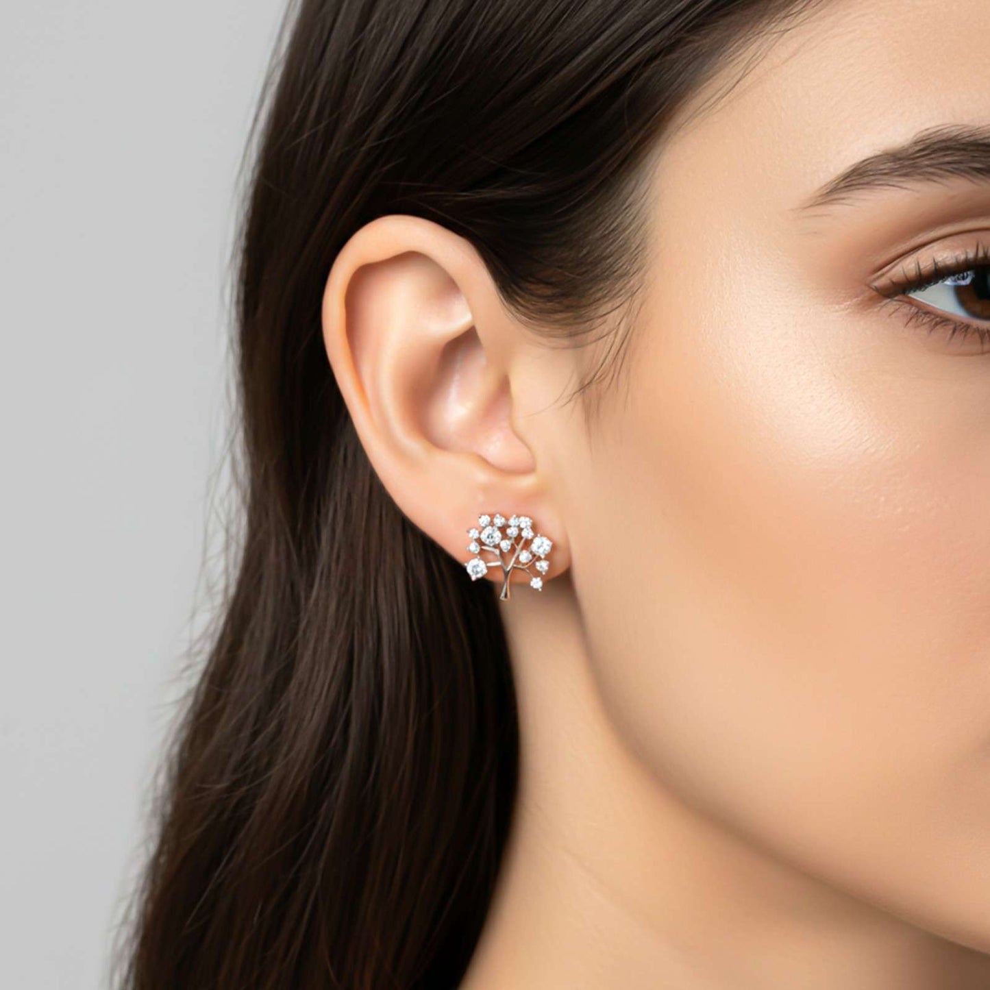 Rose Gold Dainty Tree Stud Earrings