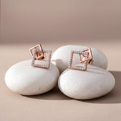 Square Stud Diamond Stud Earrings