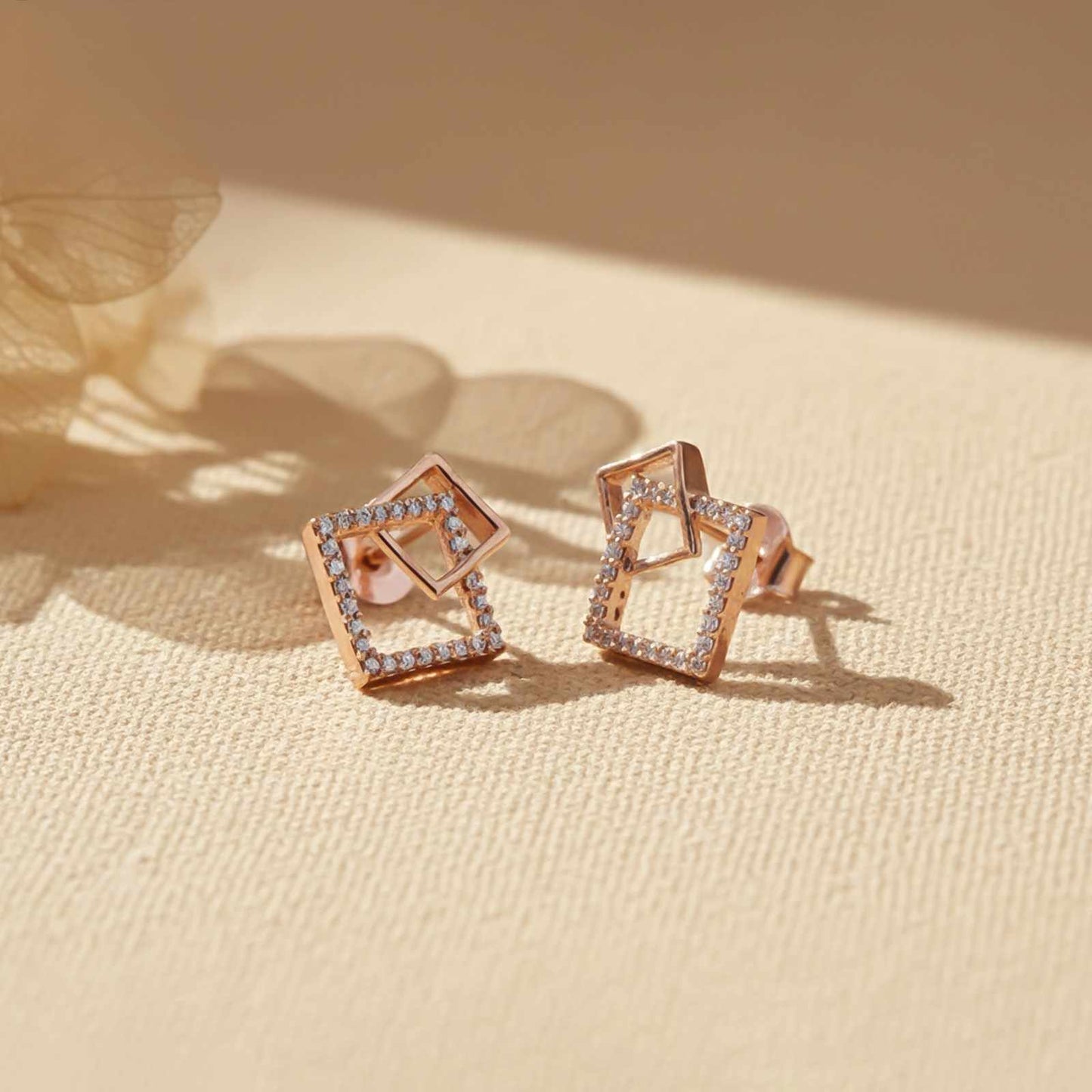 Square Stud Diamond Stud Earrings