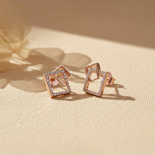 Square Stud Diamond Stud Earrings