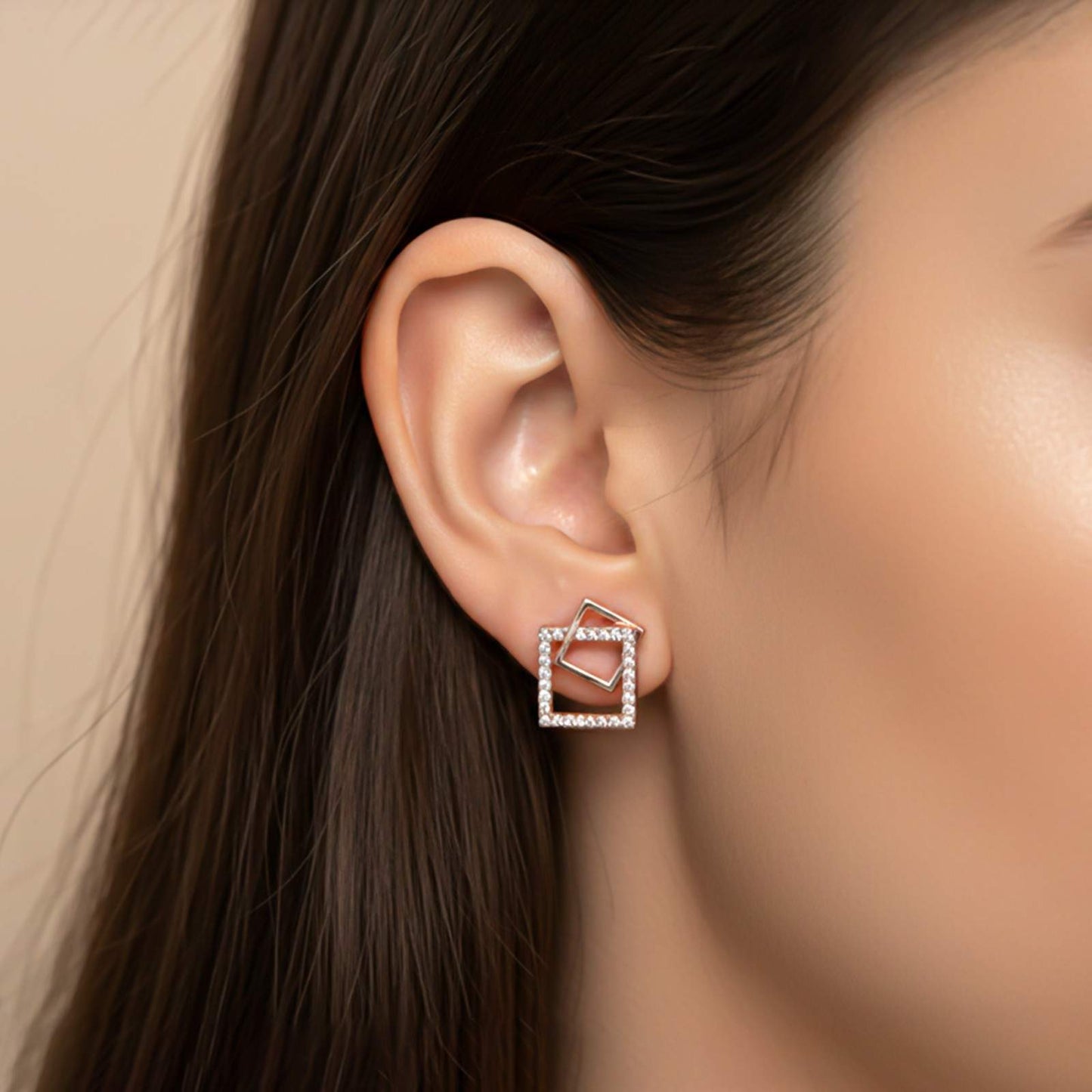 Square Stud Diamond Stud Earrings