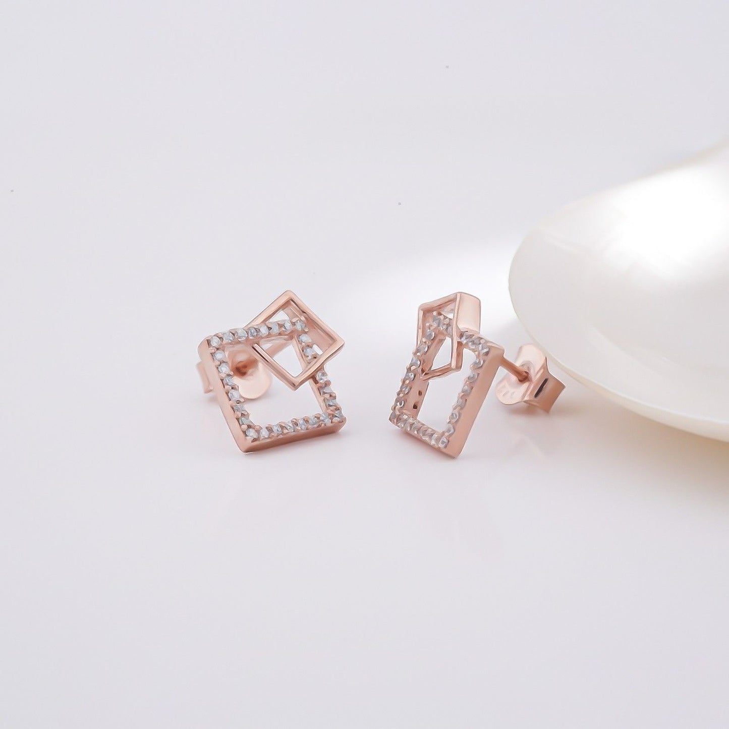 Square Stud Diamond Stud Earrings